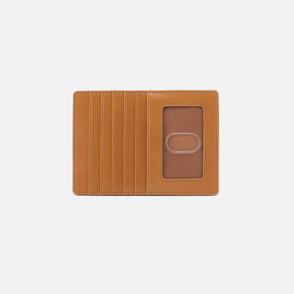 Bellis Boutique HOBO Euro Slide Card Case Slip Passport Pocket ID Window Credit Card Slots Holder Zip Pocket Must Have Wallet Natural Polished Leather