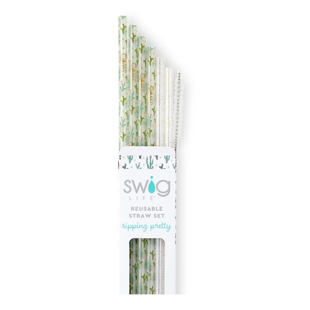 Swig Life Desert Child + Gold Glitter Reusable Straw Set