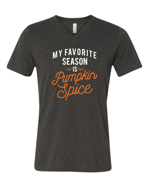 Bella + Canvas Pumpkin Spice V-Neck T-Shirt Dark Heather Grey