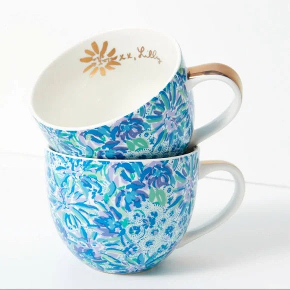 Lilly Pulitzer Gold Handle Ceramic Mugs