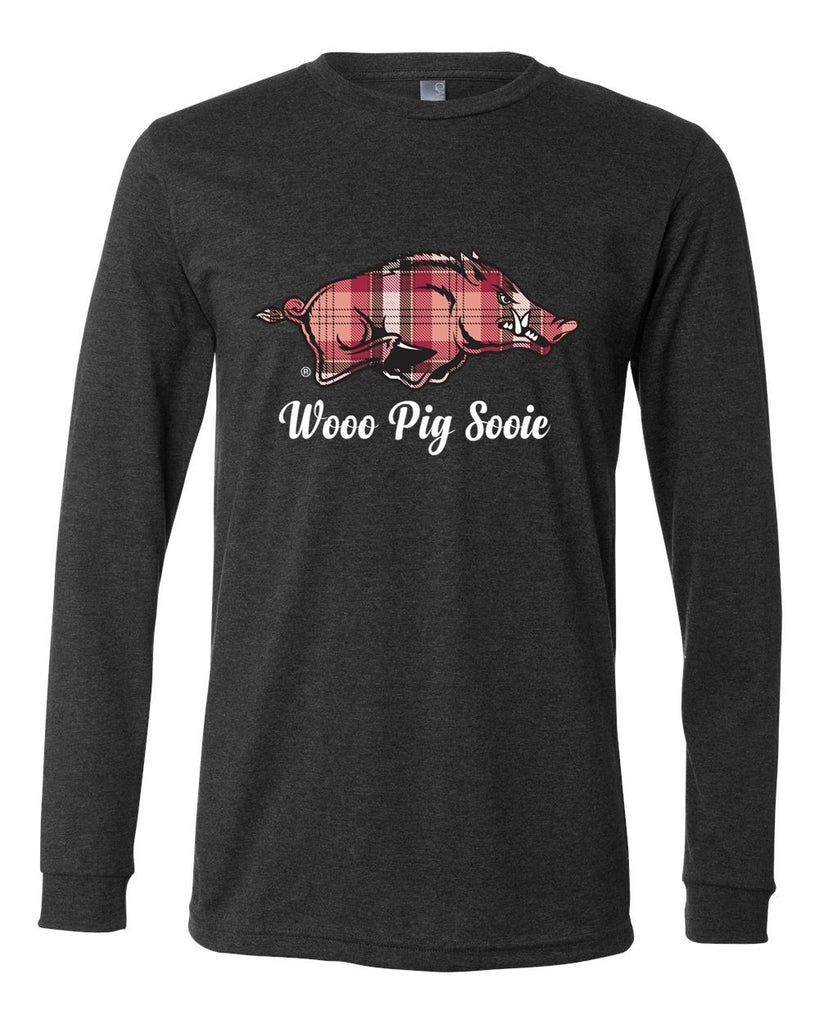 Bella + Canvas Plaid Razorback Crew-Neck T-Shirt Dark Heather Grey