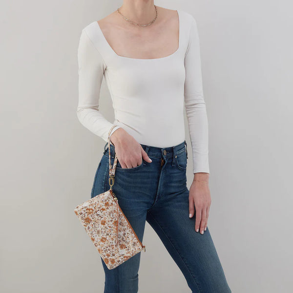 Darcy Crossbody In Printed Leather - Sepia Bloom