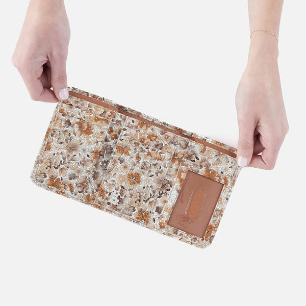 Jill Trifold Wallet In Printed Leather - Sepia Bloom