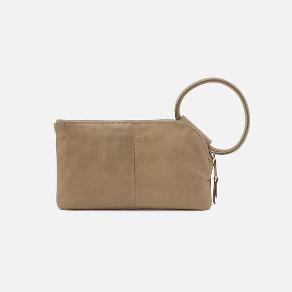 Sable Wristlet In Metallic Leather - Burnished Sage