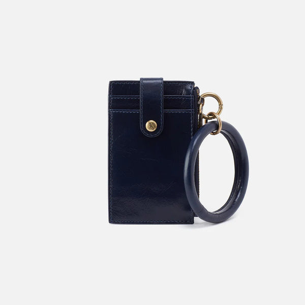 Ring Credit Card Wristlet in Polished Leather - Night Shade