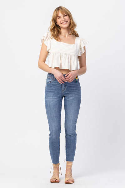 Judy Blue Sunflower High-Rise Relaxed Fit Jeans