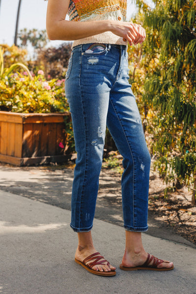 Judy Blue Rainbow High-Rise Relaxed Fit Jeans