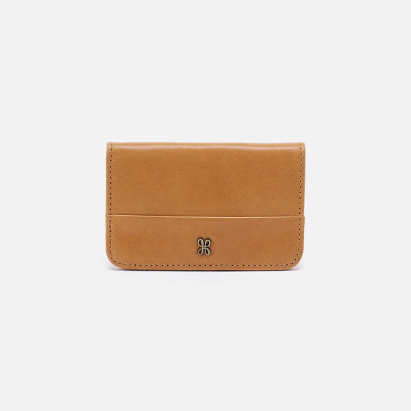 Jill Mini Card Case in Polished Leather - Natural