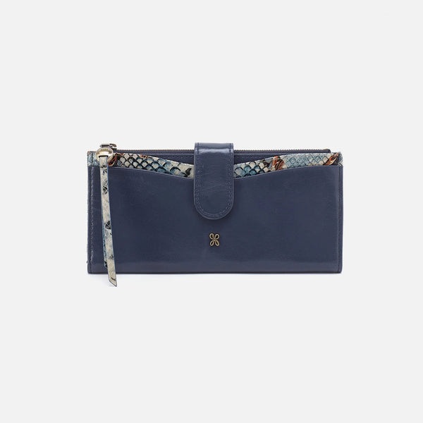 Max Continental Wallet in Mixed Leathers - Blue Tempest