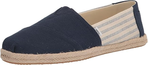 TOMS Navy University Stripes Alpargata Slip-on Shoes