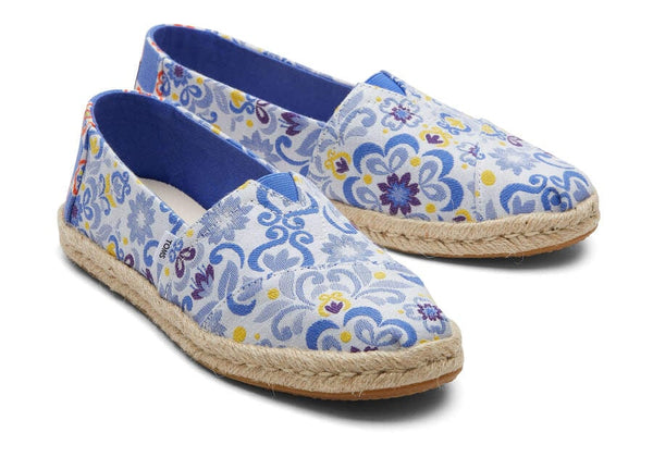 TOMS Blue Multi Mediterranean Jacquard Alpargata Slip-on Shoes