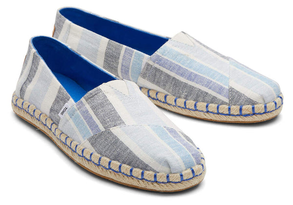 TOMS Twilight Blue Multi Wide Stripes Alpargata Slip-on Shoes