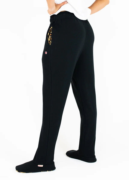 Feejays Black/Leopard Footed Sweatpants