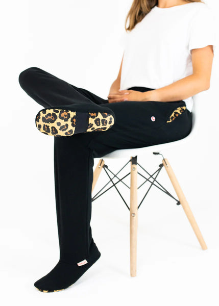 Feejays Black/Leopard Footed Sweatpants