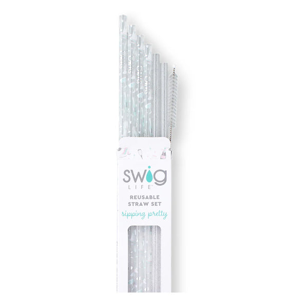 Swig Life Bride to Be + Silver Glitter Reusable Straw Set