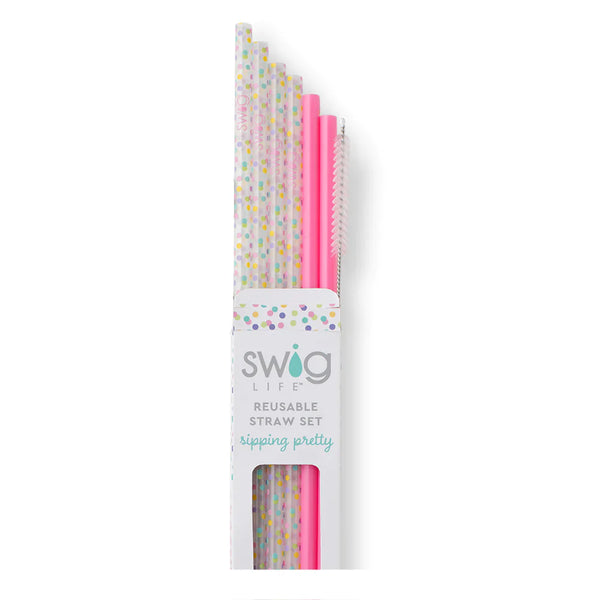 Swig Life Confetti + Pink Reusable Straw Set