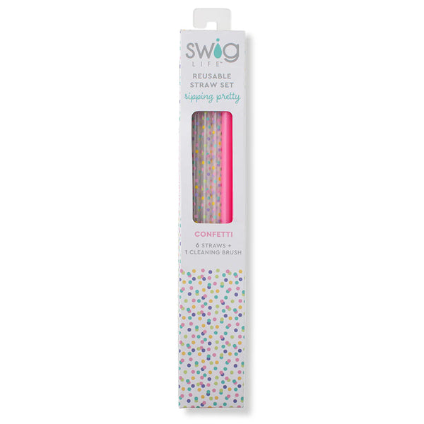 Swig Life Confetti + Pink Reusable Straw Set