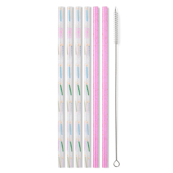 Swig Life Make a Wish + Purple Glitter Reusable Straw Set