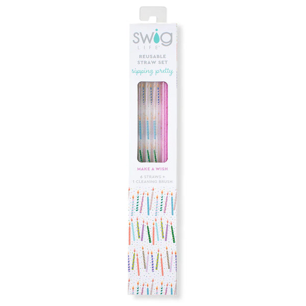 Swig Life Make a Wish + Purple Glitter Reusable Straw Set