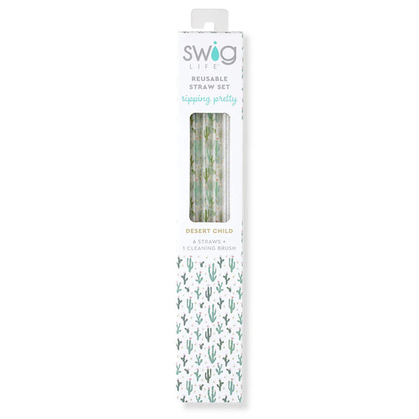 Swig Life Desert Child + Gold Glitter Reusable Straw Set