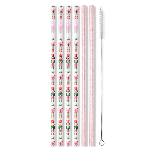 Swig Life Sugar Plum Soliders + Light Pink Glitter Reusable Straw Set