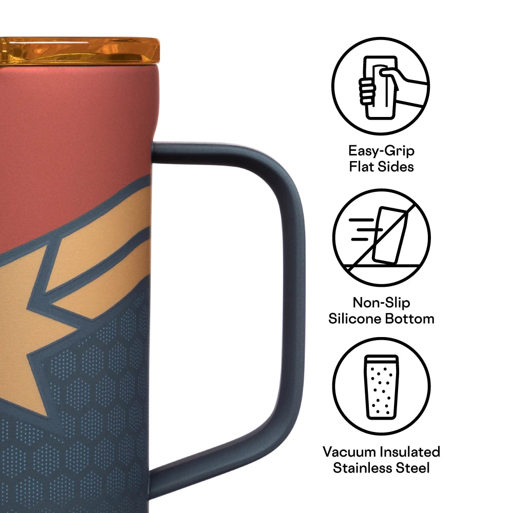 Corkcicle Marvel 24 Oz Stainless Steel Tumbler with Lid, Captain Marvel 
