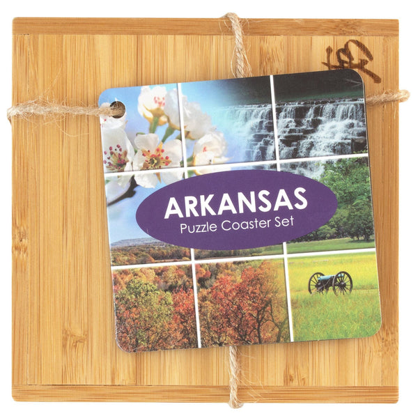 Arkansas State Puzzle 4 Piece Coaster Set with Case