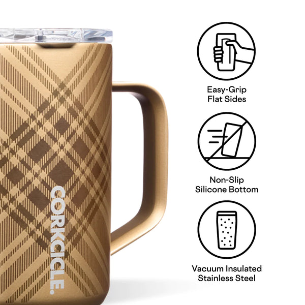 16 oz. Golden Plaid Corkcicle Coffee Mug