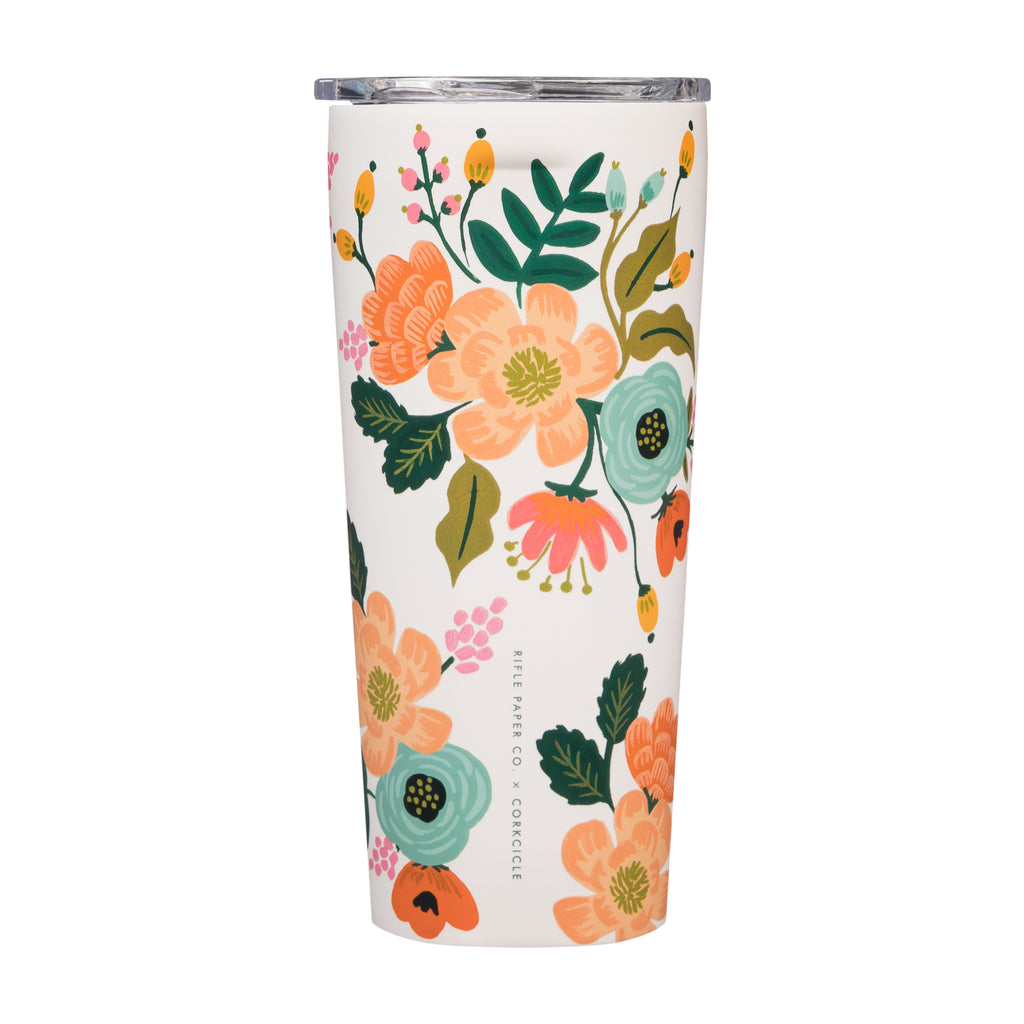 Corkcicle | Rifle Paper Co Stemless Flute | 7oz | Cream Lively Floral