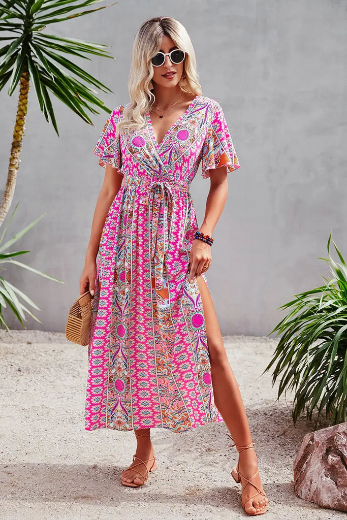 Faux wrap online midi dress