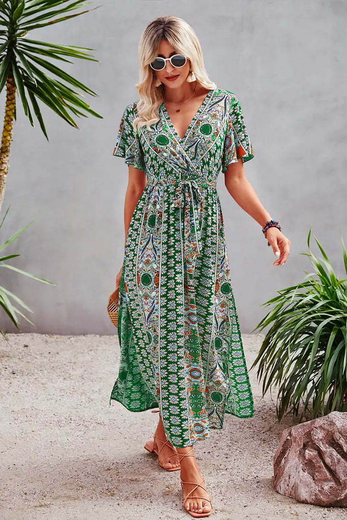 Laguna faux wrap sales gown