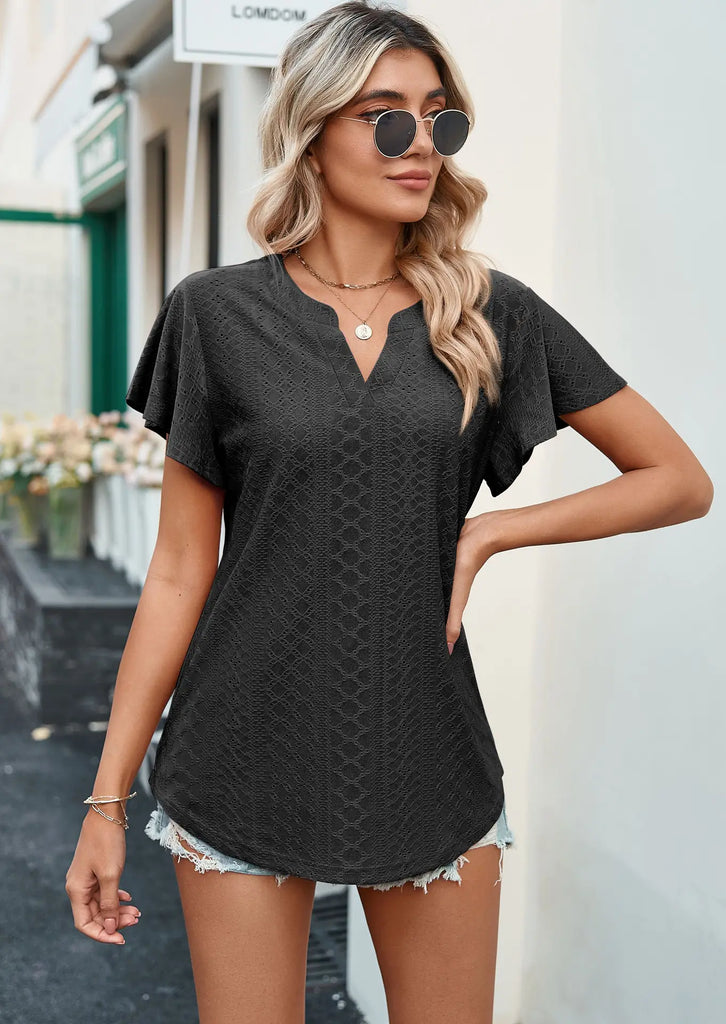 Eyelet Top with Butterfly Sleeves