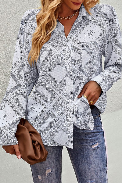 Printed Button Up Blouse