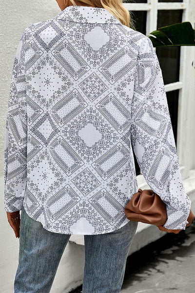 Printed Button Up Blouse