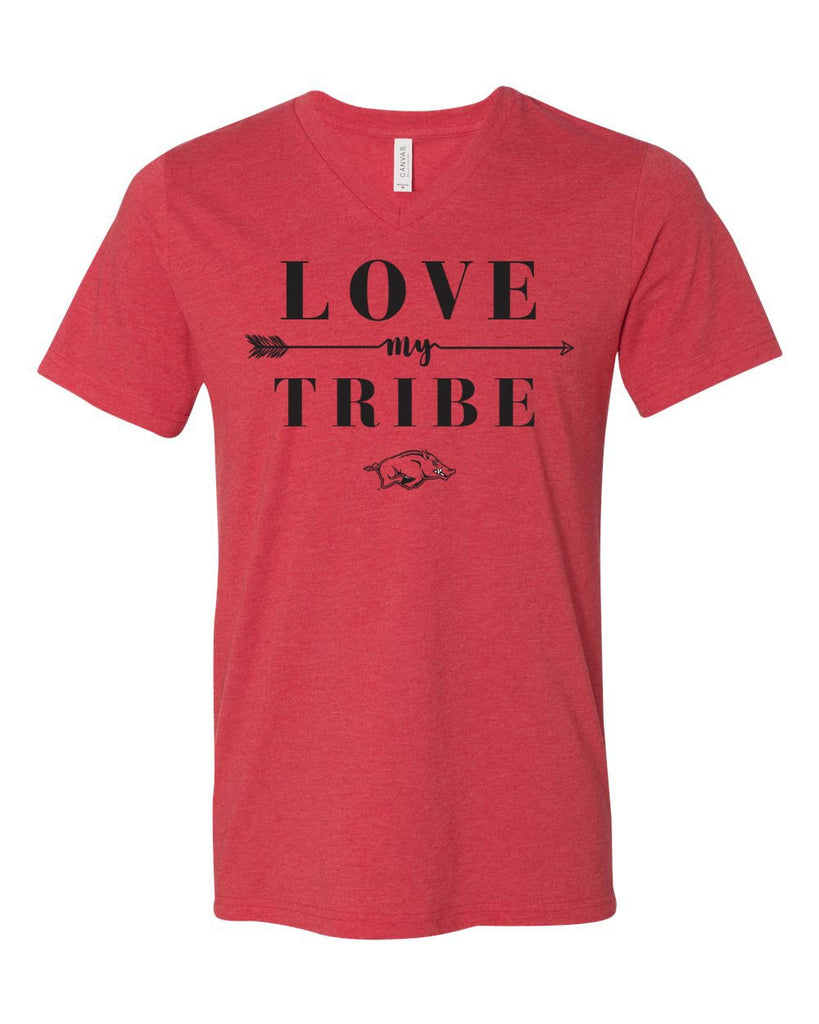 Bella + Canvas Love My Tribe V-Neck T-Shirt Heather Red