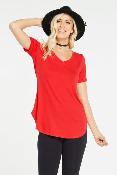 The Essential V-Neck Top Red