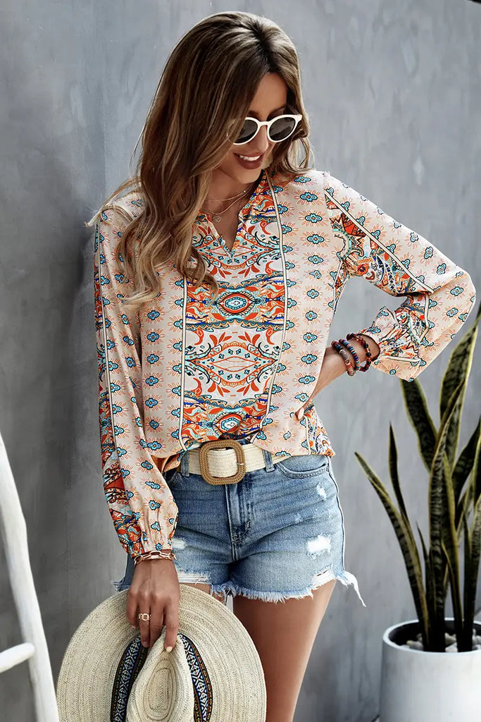 Paisley Printed Boho Blouse Bellis Boutique