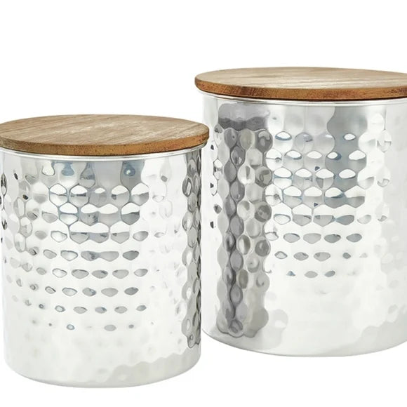 Uncommon James Hammered Silver Canisters