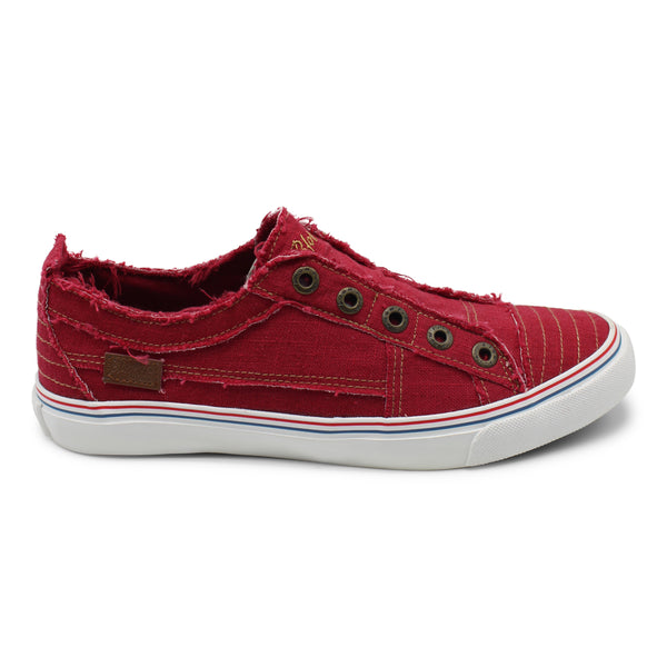 Blowfish Play Frayed Canvas Sneakers Jester Red Washed Linen