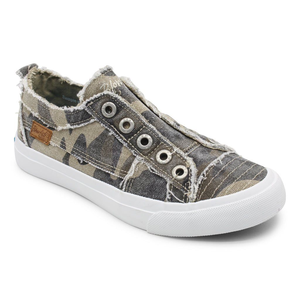 Blowfish Play Frayed Canvas Sneakers Natural Camouflage