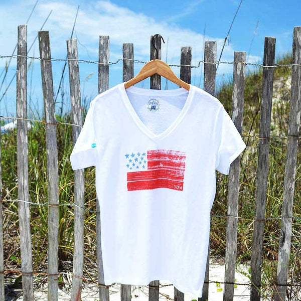 Women's USA Flag Recycled Shirt White