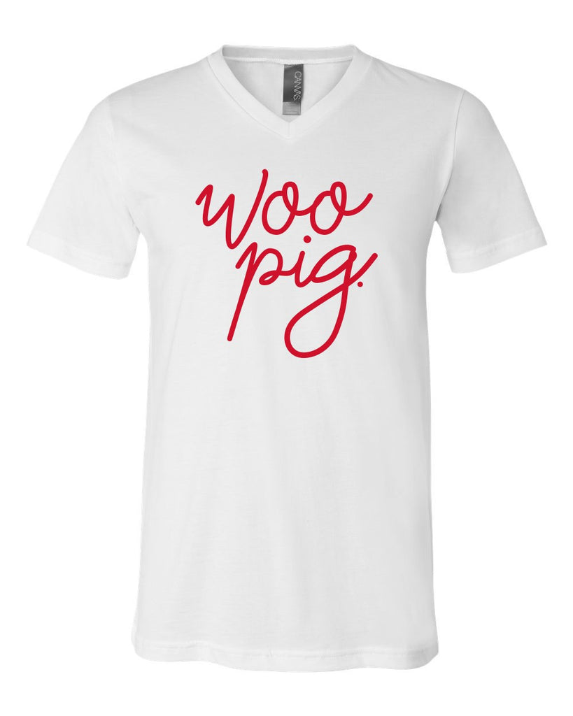 Bella + Canvas Woo Pig V-Neck T-Shirt White